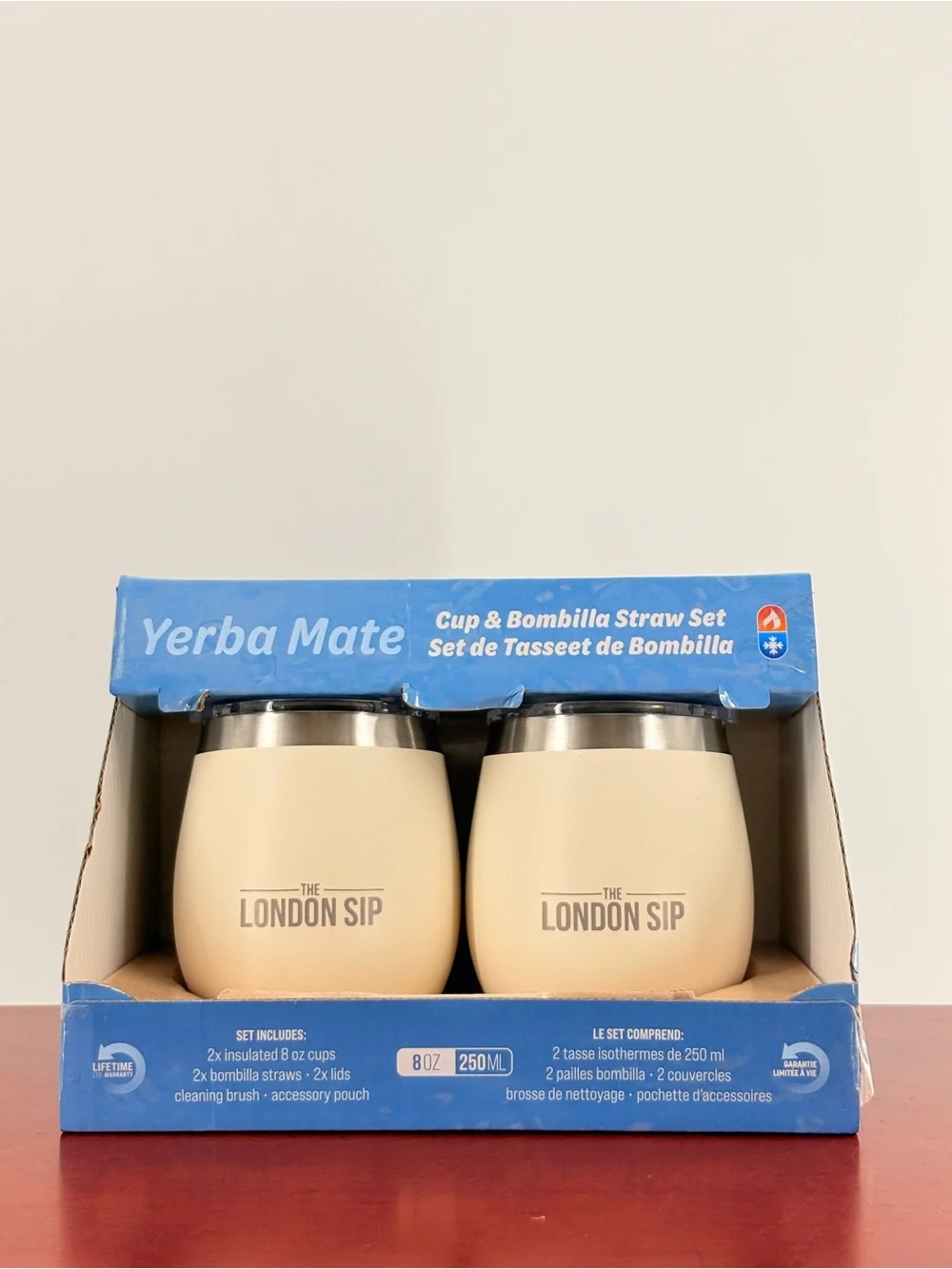 The London Sip Yerba Mate Cup & Bombilla Straw Set - Cream